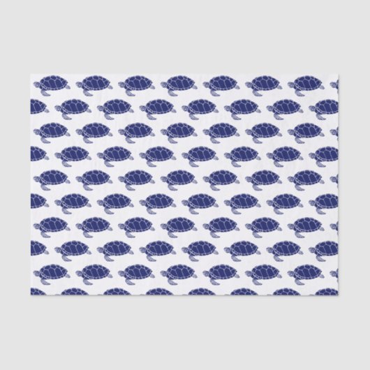 Zee schildpad Silhouette Tekening Blauw Tissuepapier (Voorkant)