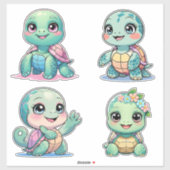 Zee schildpad sticker van op maat gesneden vinyl (Vel)