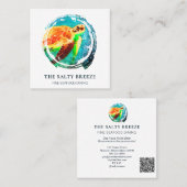 *~* Zee Schildpad Strand Zand Zee Dineren Tropisch Vierkante Visitekaartje (Voorkant / Achterkant)