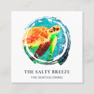 *~* Zee Schildpad Strand Zand Zee Dineren Tropisch Vierkante Visitekaartje