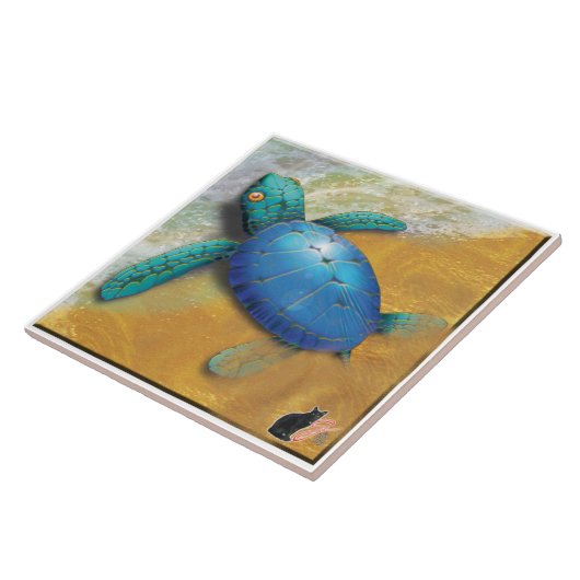 Zee schildpad tegeltje (Zijkant)