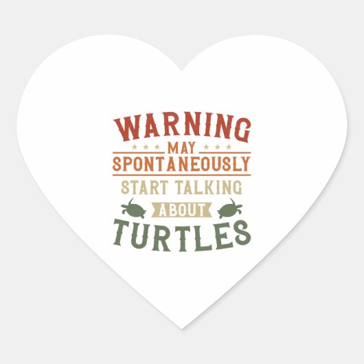 Zee schildpad Tortoise Waarschuwing mei Hart Sticker (Voorkant)