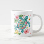 Zee Schildpad Tropische bloemen Zomer Grote Koffiekop (Rechts)