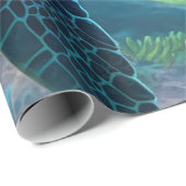 Zee schildpad, tropische vis en koraal in de blauw cadeaupapier (Rol Hoek)