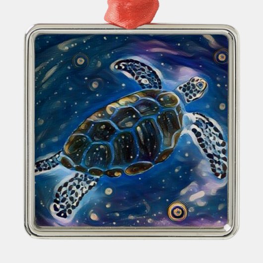 Zee schildpad Universe Waterverf Ornament (Voorkant)