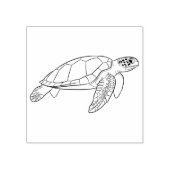 Zee schildpad vanaf de zijkant rubberstempel (Afrduk)