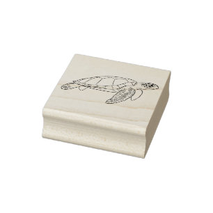 Zee schildpad vanaf de zijkant rubberstempel