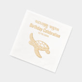 Zee Schildpad Verjaardagsfeest #7 Naam Datum Folie Servetten (Links)