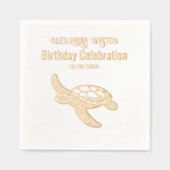 Zee Schildpad Verjaardagsfeest #7 Naam Datum Folie Servetten (Voorkant)