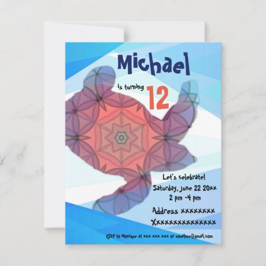 Zee schildpad, verjaardagsfeestje uitnodiging (Voorkant)