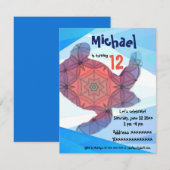 Zee schildpad, verjaardagsfeestje uitnodiging (Voorkant / Achterkant)