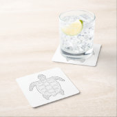 Zee Schildpad Volwassen Kleurpapier Onderzetter (Insitu)