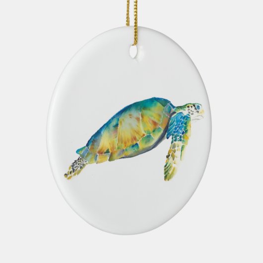 Zee schildpad voor kerstversiering keramisch ornament (Rechts)