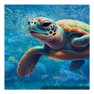 Zee Schildpad voor Mindfulness en Kustrust Perfect Poster