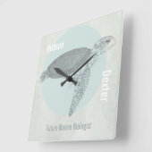 Zee schildpad voor strand- of marinebioloog vierkante klok (Hoek)