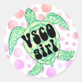 Zee schildpad vsco ronde sticker (Voorkant)