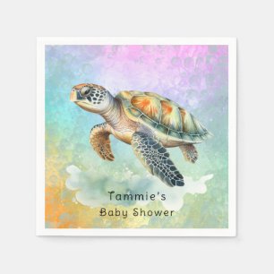 Zee Schildpad Waterverf Gekleurde Bubbels Baby sho Servet
