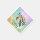 Zee Schildpad Waterverf Gekleurde Bubbels Baby sho Servet (Hoek)