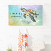 Zee Schildpad Waterverf Gekleurde Bubbels Baby sho Spandoek (Insitu)