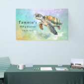 Zee Schildpad Waterverf Gekleurde Bubbels Baby sho Spandoek (Beurs)