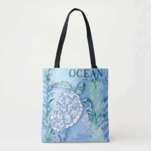 Zee schildpad Waterverf kunst Tote Bag
