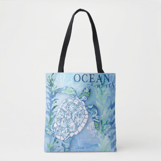 Zee schildpad Waterverf kunst Tote Bag (Voorkant)