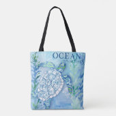 Zee schildpad Waterverf kunst Tote Bag (Achterkant)
