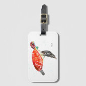 Zee schildpad Waterverf oceaan onder water Bagagelabel (Voorkant (verticaal))