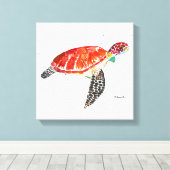Zee schildpad Waterverf oceaan onder water Canvas Afdruk (Insitu (Houten vloer))