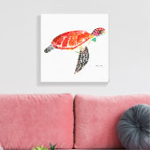 Zee schildpad Waterverf oceaan onder water Canvas Afdruk (Insitu (Woonkamer))