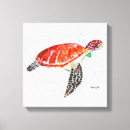 Zee schildpad Waterverf oceaan onder water Canvas Afdruk