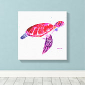 Zee schildpad Waterverf oceaan onder water Canvas Afdruk (Insitu (Houten vloer))