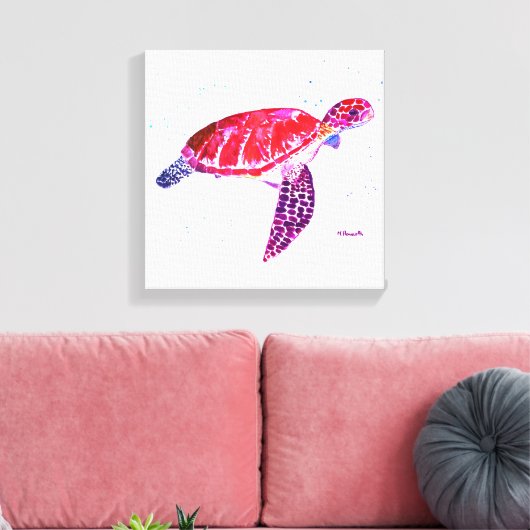 Zee schildpad Waterverf oceaan onder water Canvas Afdruk (Insitu (Woonkamer))