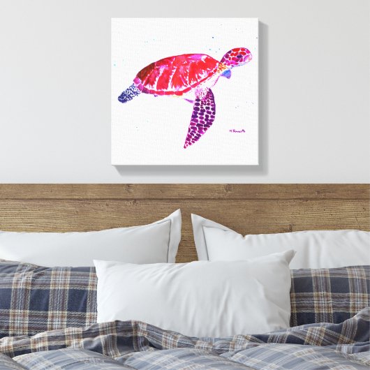Zee schildpad Waterverf oceaan onder water Canvas Afdruk (Insitu (Slaapkamer))