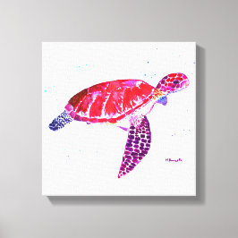 Zee schildpad Waterverf oceaan onder water Canvas Afdruk