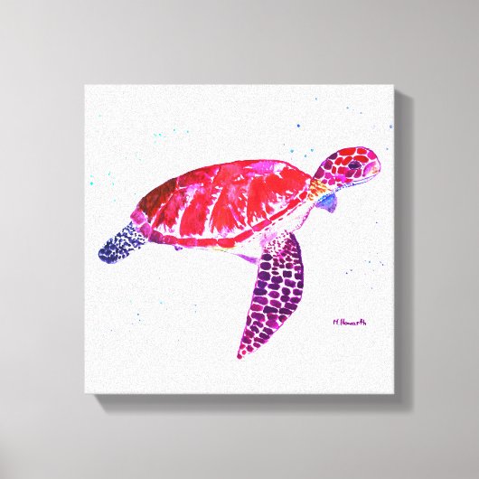 Zee schildpad Waterverf oceaan onder water Canvas Afdruk (Voorkant)