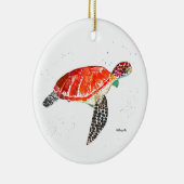 Zee schildpad Waterverf oceaan onder water Keramisch Ornament (Rechts)
