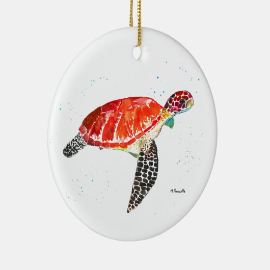 Zee schildpad Waterverf oceaan onder water Keramisch Ornament (Rechts)
