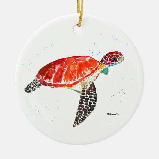 Zee schildpad Waterverf oceaan onder water Keramisch Ornament (Voorkant)