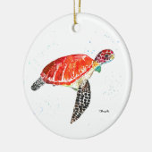 Zee schildpad Waterverf oceaan onder water Keramisch Ornament (Links)