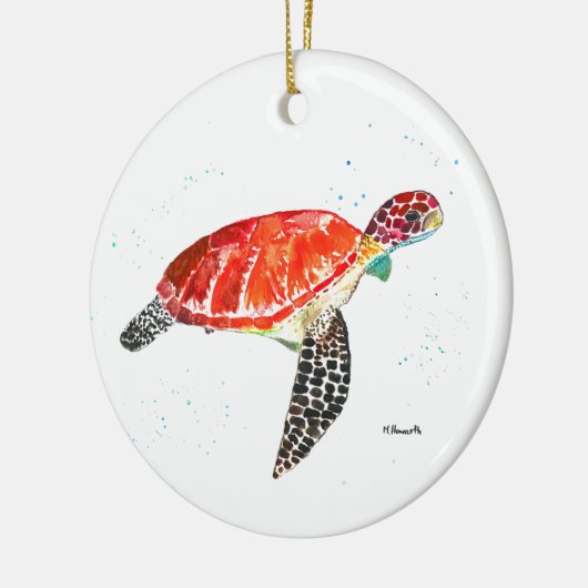 Zee schildpad Waterverf oceaan onder water Keramisch Ornament (Links)