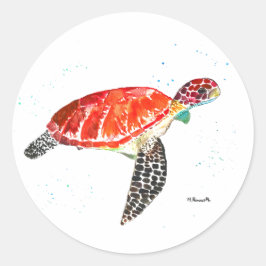 Zee schildpad Waterverf oceaan onder water Ronde Sticker