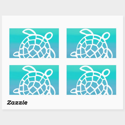 Zee Schildpad Waterverf Oceaan Rechthoekige Sticker (Vel)