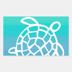 Zee Schildpad Waterverf Oceaan Rechthoekige Sticker