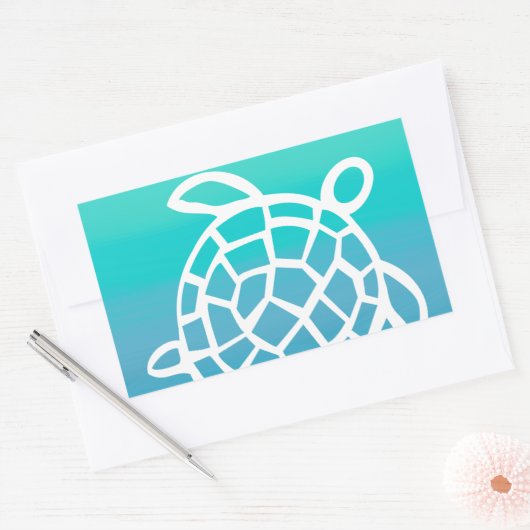Zee Schildpad Waterverf Oceaan Rechthoekige Sticker (Envelop)