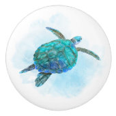 Zee Schildpad Waterverf Tropische Oceaan Keramische Knop (Voorkant)