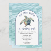 Zee Schildpad Waterverf Verjaardag Uitnodigen Kaart (Voorkant / Achterkant)