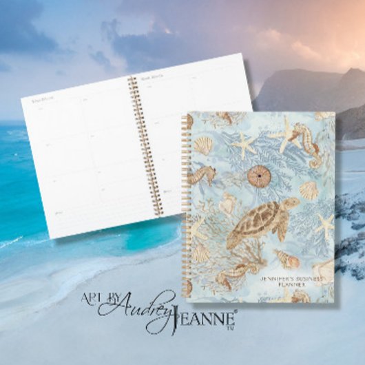 Zee Schildpad Waterverf Zeester Zeepaardje Blauw N Planner