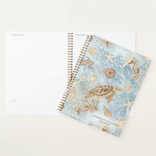 Zee Schildpad Waterverf Zeester Zeepaardje Blauw N Planner (Display)