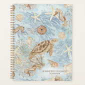 Zee Schildpad Waterverf Zeester Zeepaardje Blauw N Planner (Voorkant)